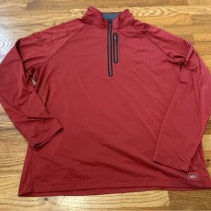 REI Men's Red Lightweight Half-Zip Long Sleeve Pullover Shirt, Size XXL